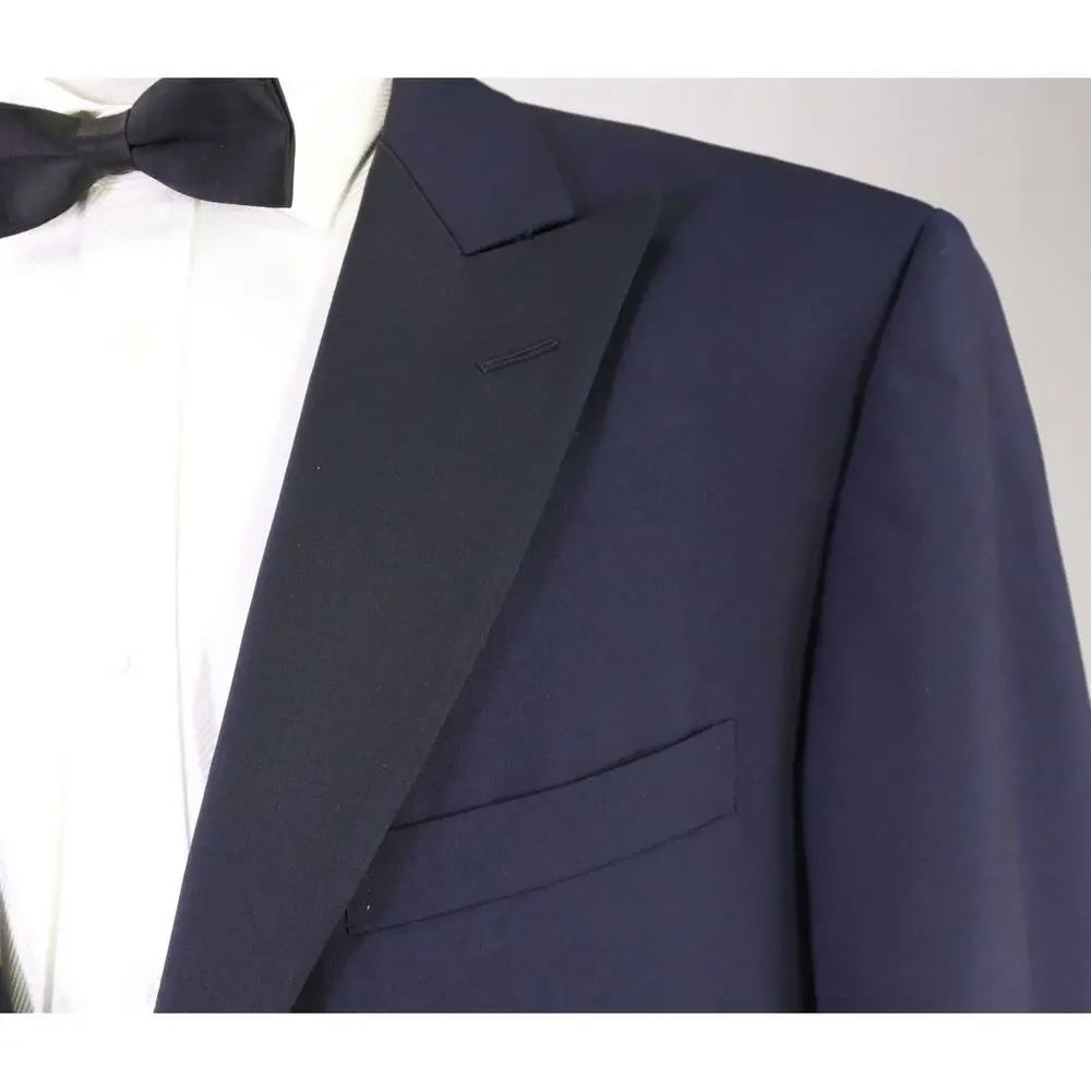 Ermenegildo Zegna Navy Blue 1-Btn Peak Lapel Tuxedo Formal Wedding Suit 44R